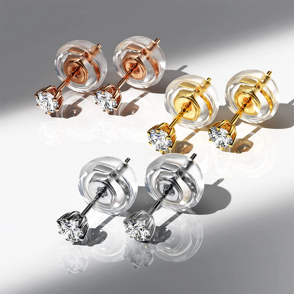 0.1ct Starlit Solitaire Diamond Stud Earrings Encased in 18k White Gold