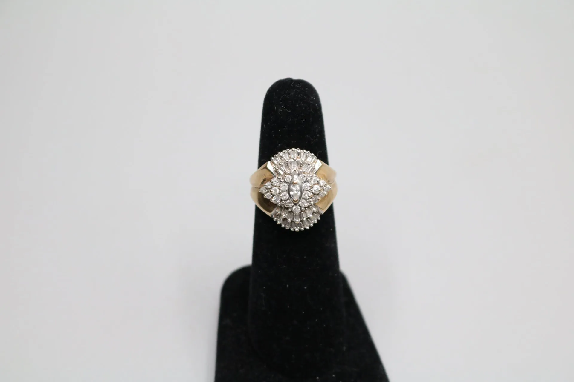 10-karat Yellow Gold Diamond Cluster Ring Size of 6 & 1/2