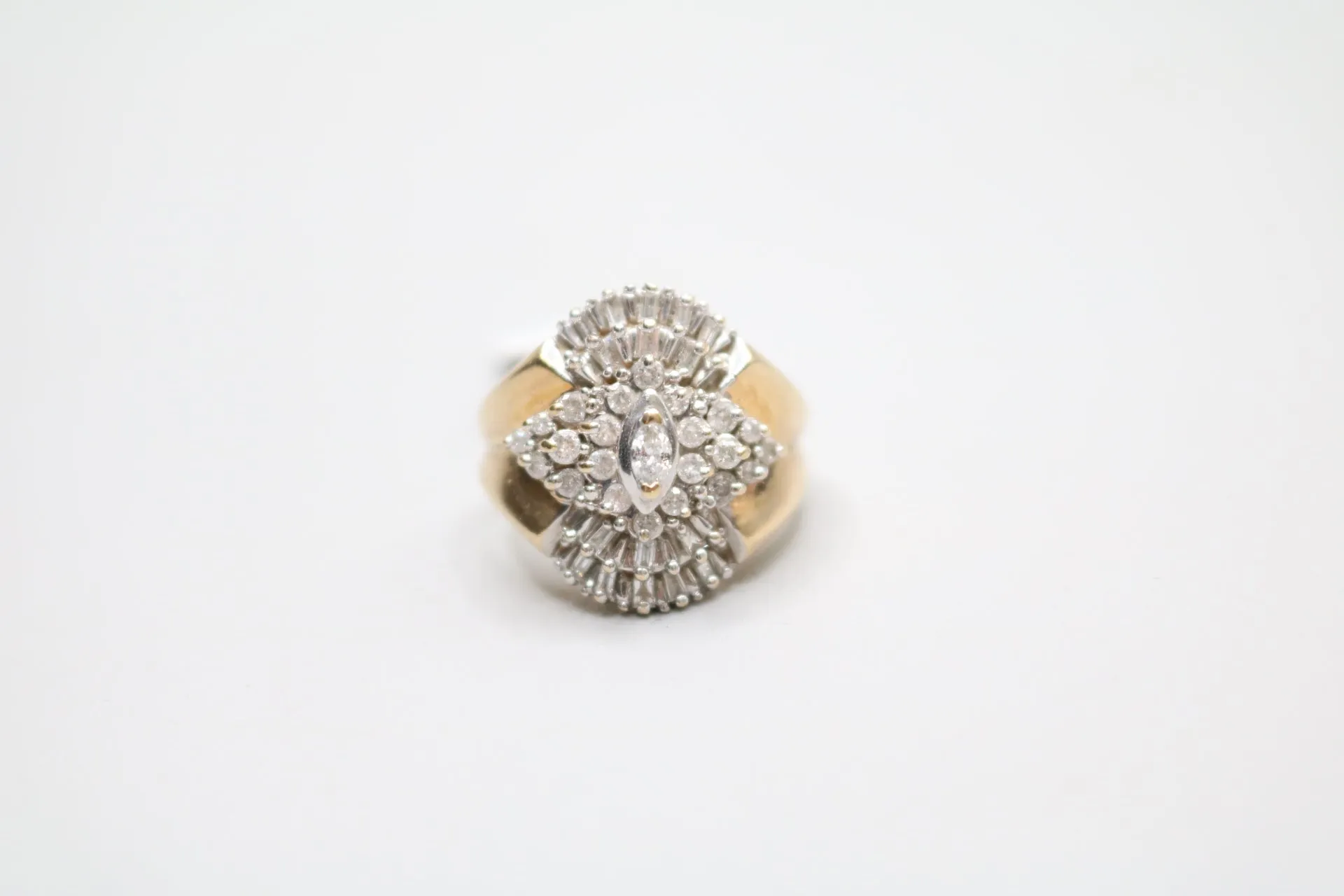 10-karat Yellow Gold Diamond Cluster Ring Size of 6 & 1/2
