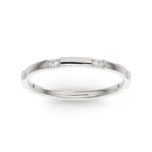 10K White Gold Six Spaced Stone Lab Grown Diamond Wedding Band