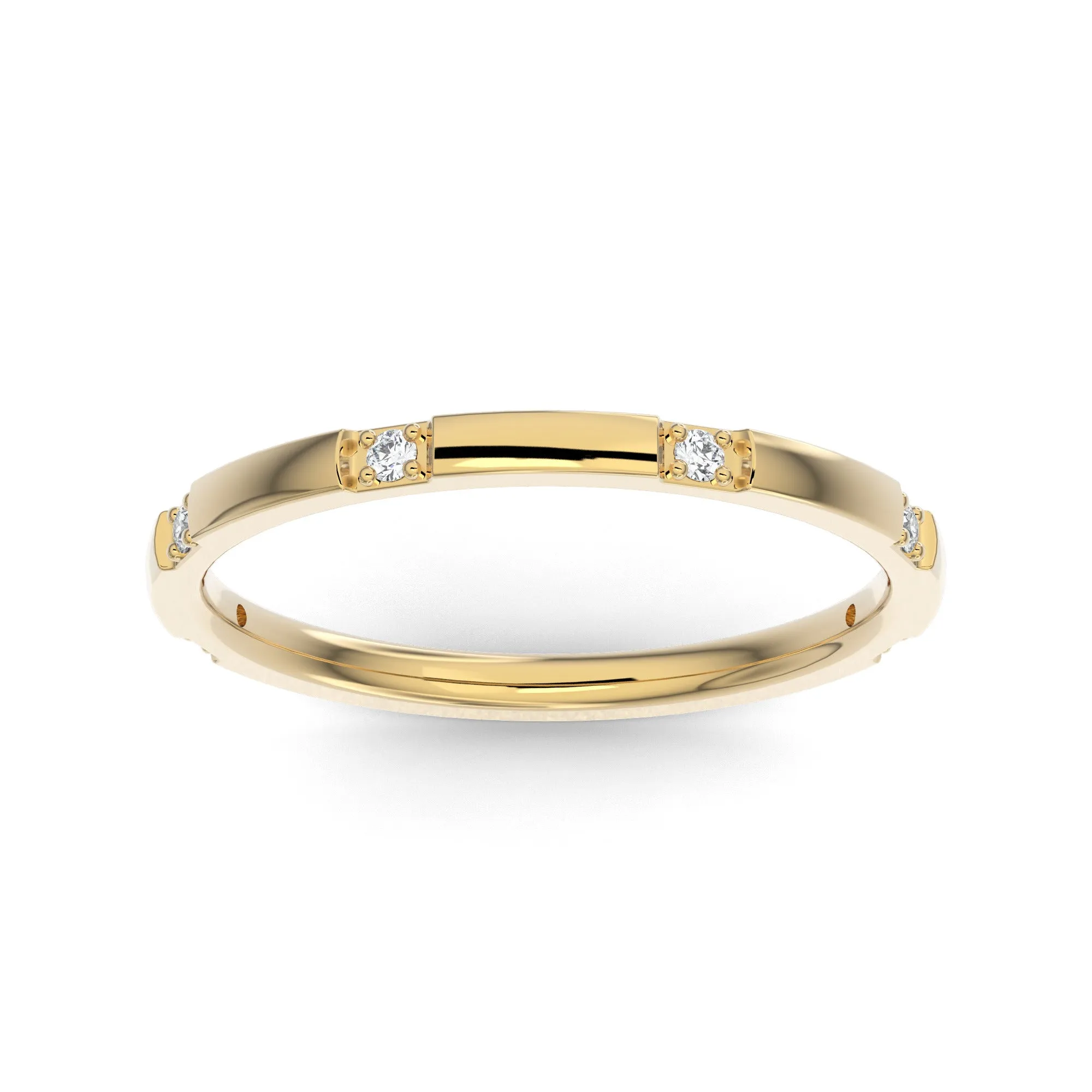 10K Yellow Gold Six Spaced Stone Lab Grown Diamond Wedding Band