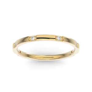 10K Yellow Gold Six Spaced Stone Lab Grown Diamond Wedding Band