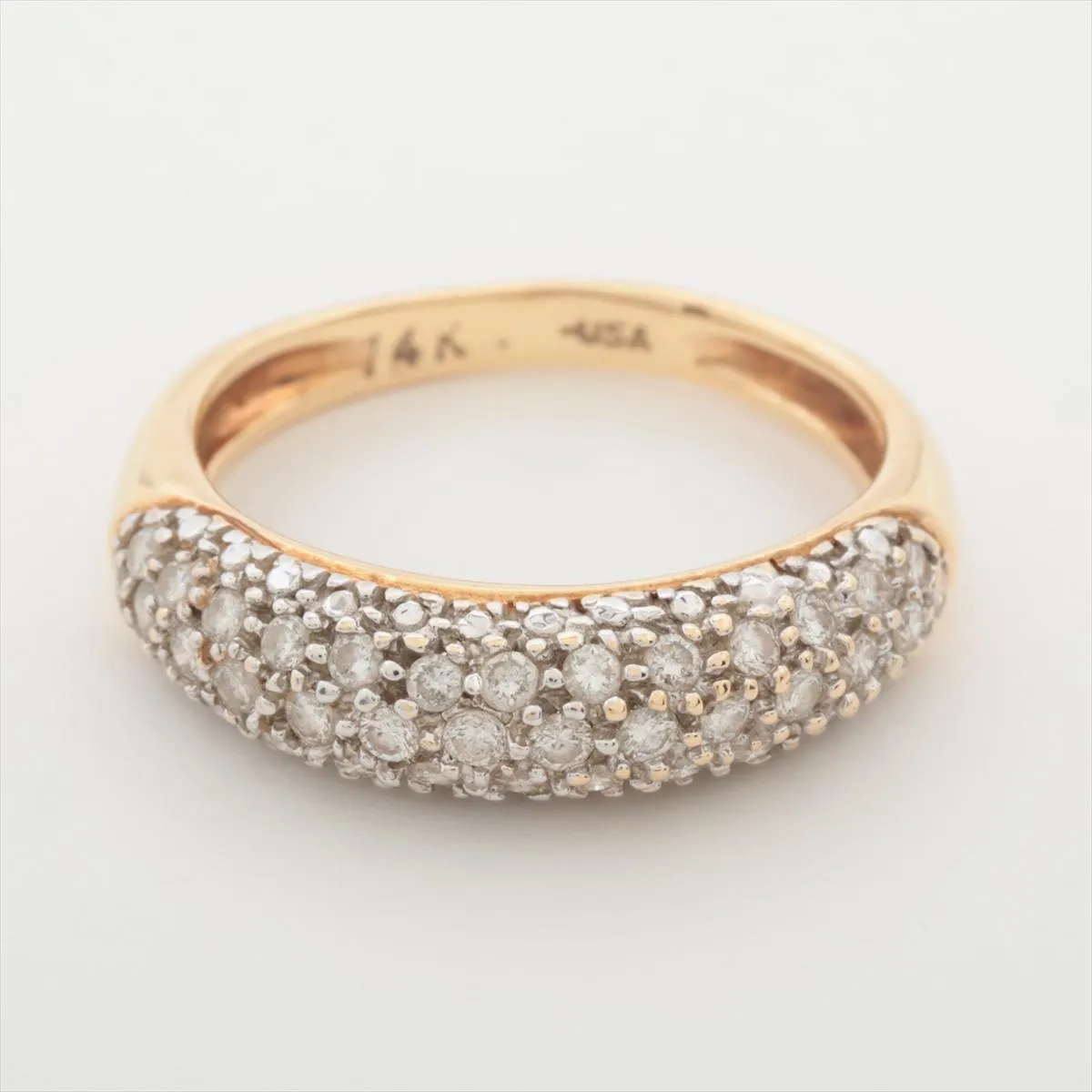 14k Diamond PAVE Bombe ring 14k Yellow Gold Diamond Bombe Pave Encrusted band