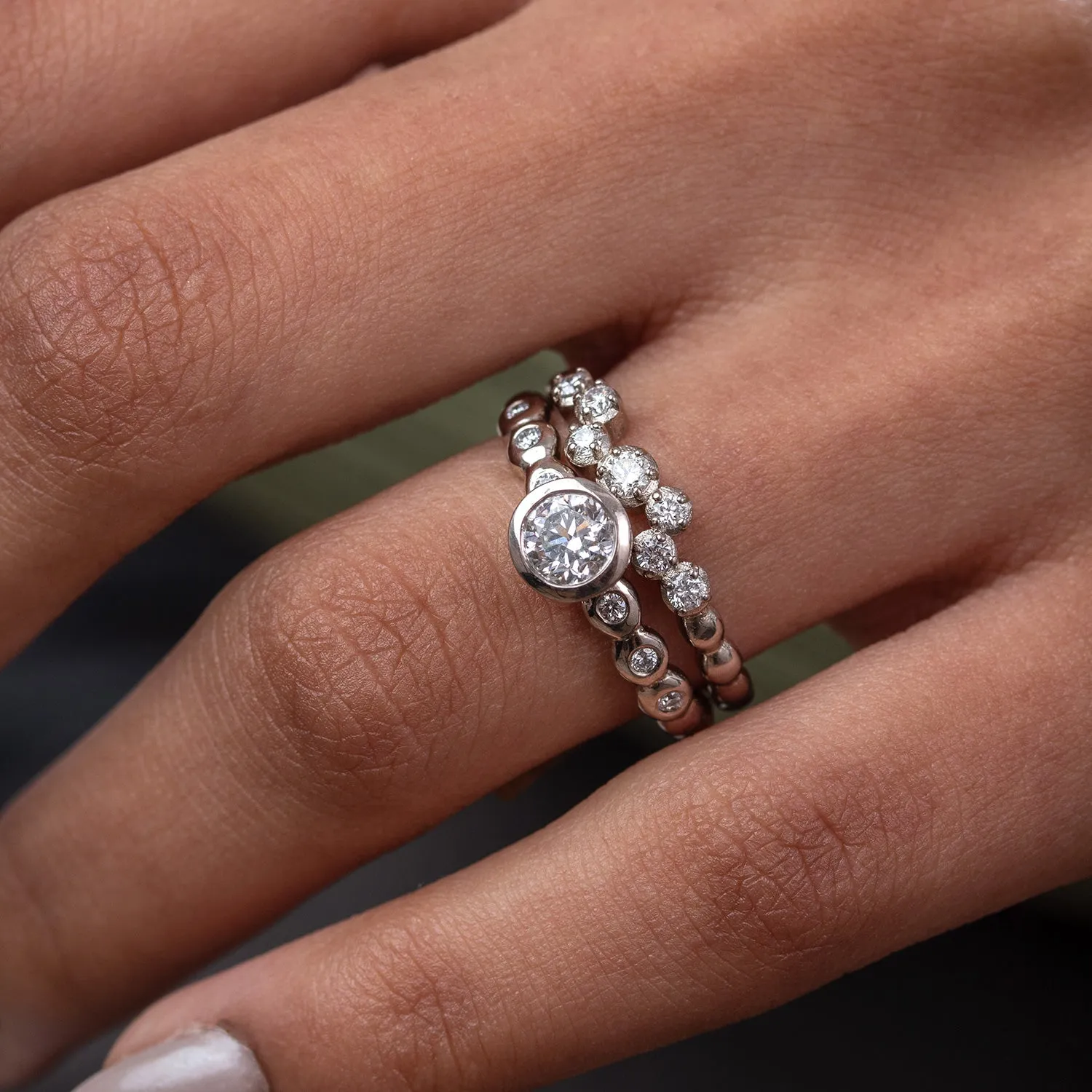 14k Stargazer Narrative Ring with 0.20ct Diamond