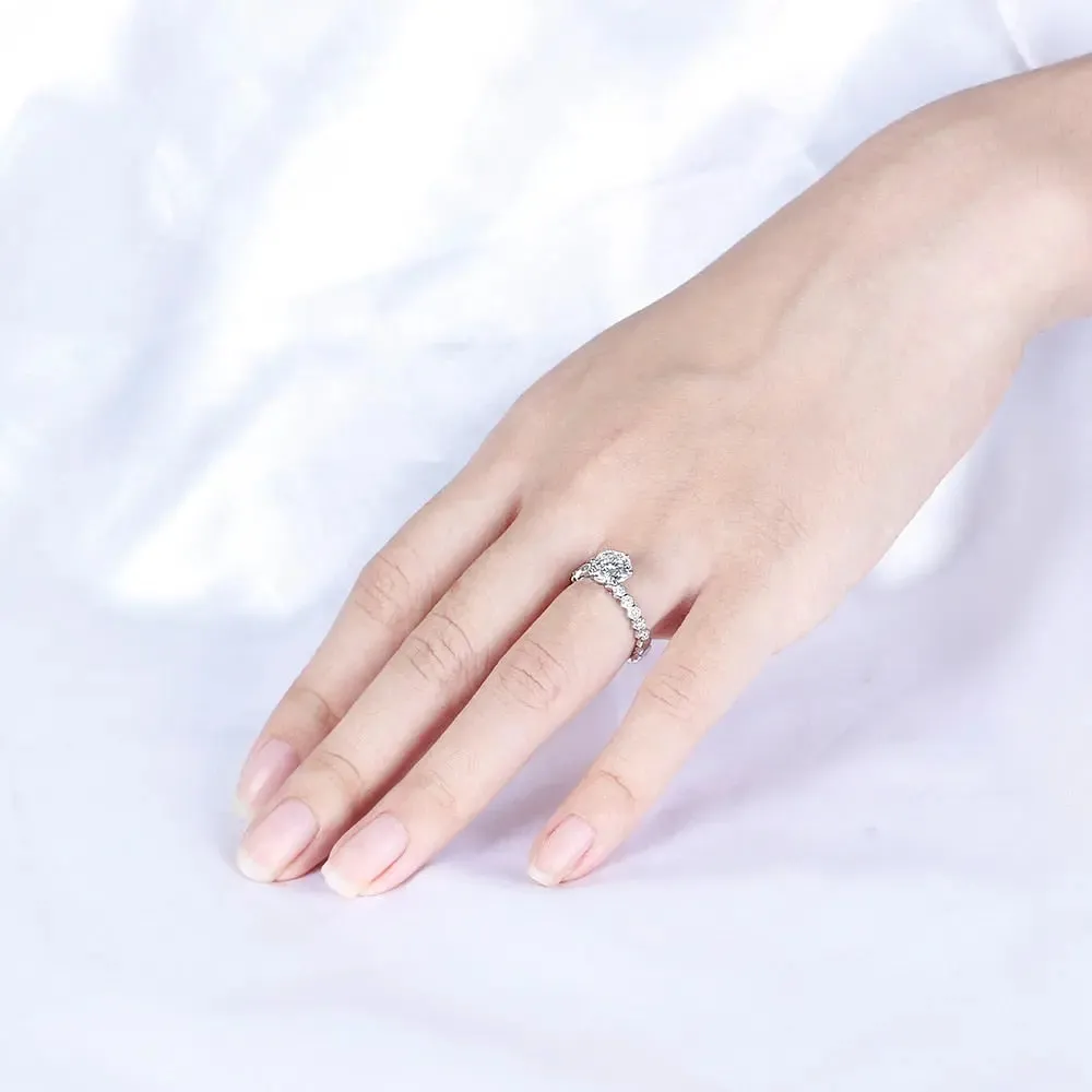 14k White Gold Moissanite Ring 1ct Center Stone
