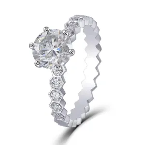14k White Gold Moissanite Ring 1ct Center Stone