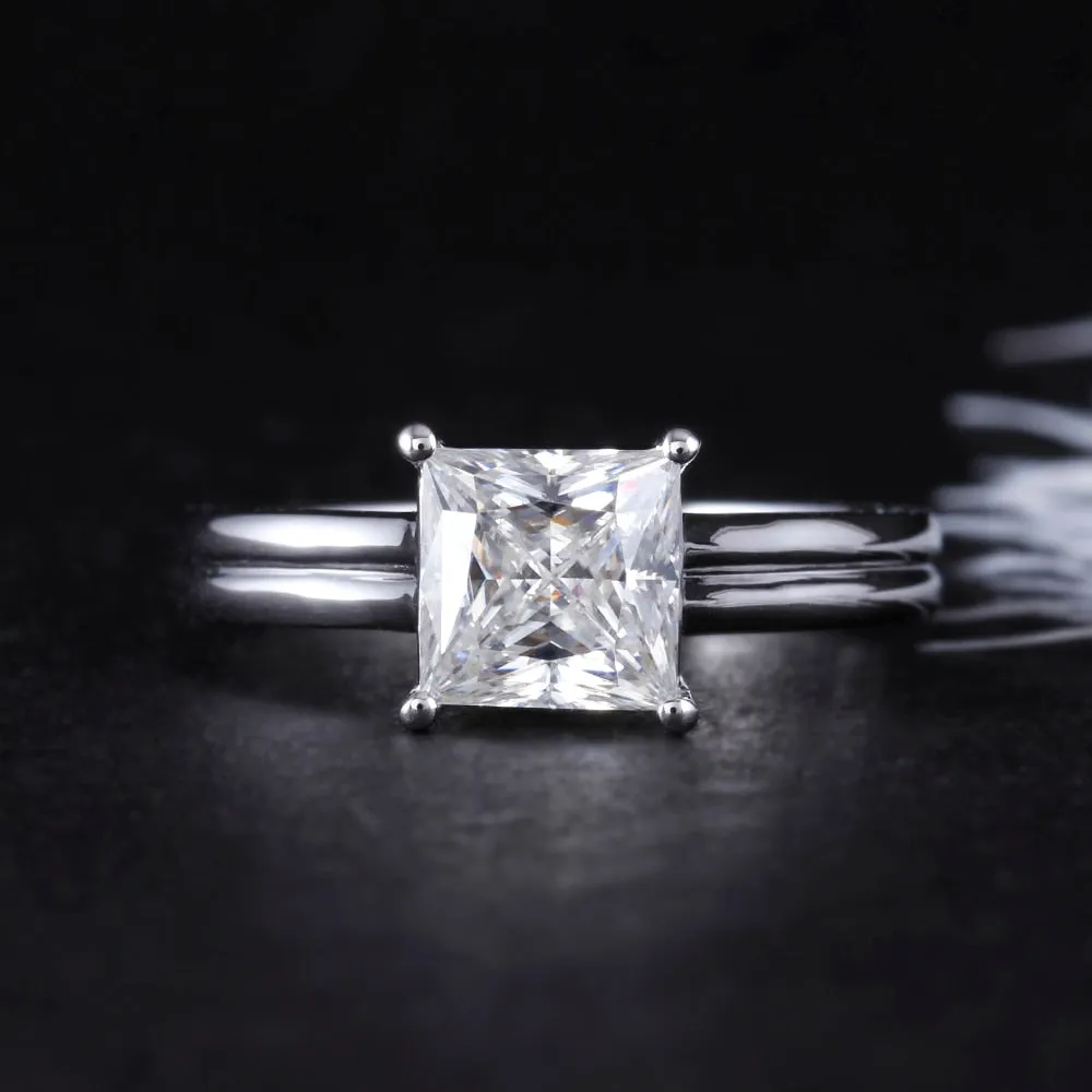 14k White Gold Princess Cut Moissanite Ring 1.5ct