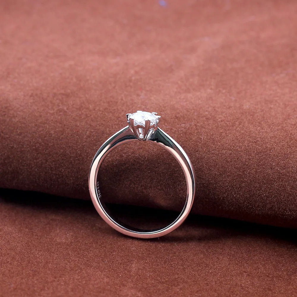 14k White Gold Solitaire Moissanite Ring 0.5ct