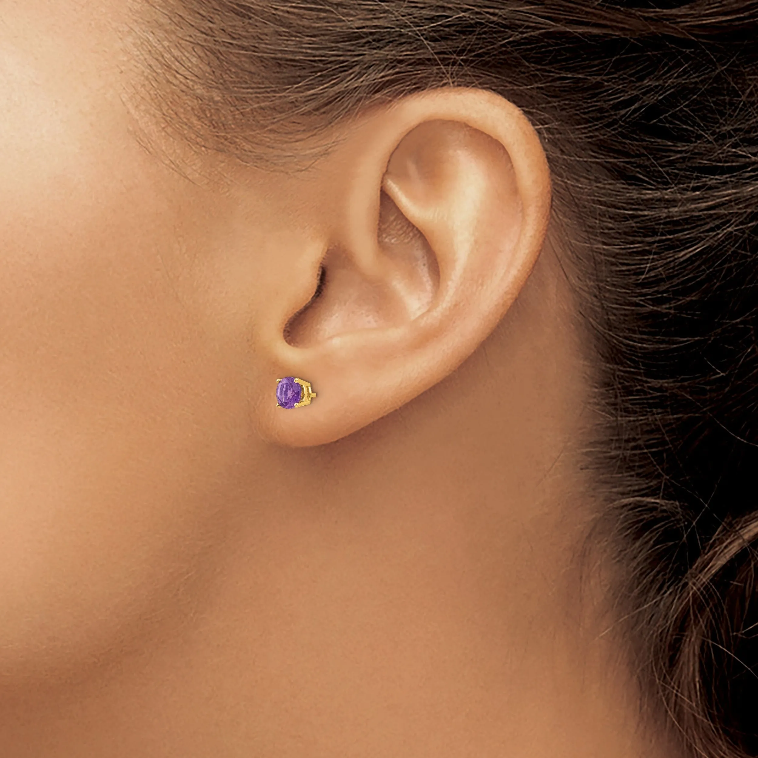14k Yellow Gold Amethyst Earring
