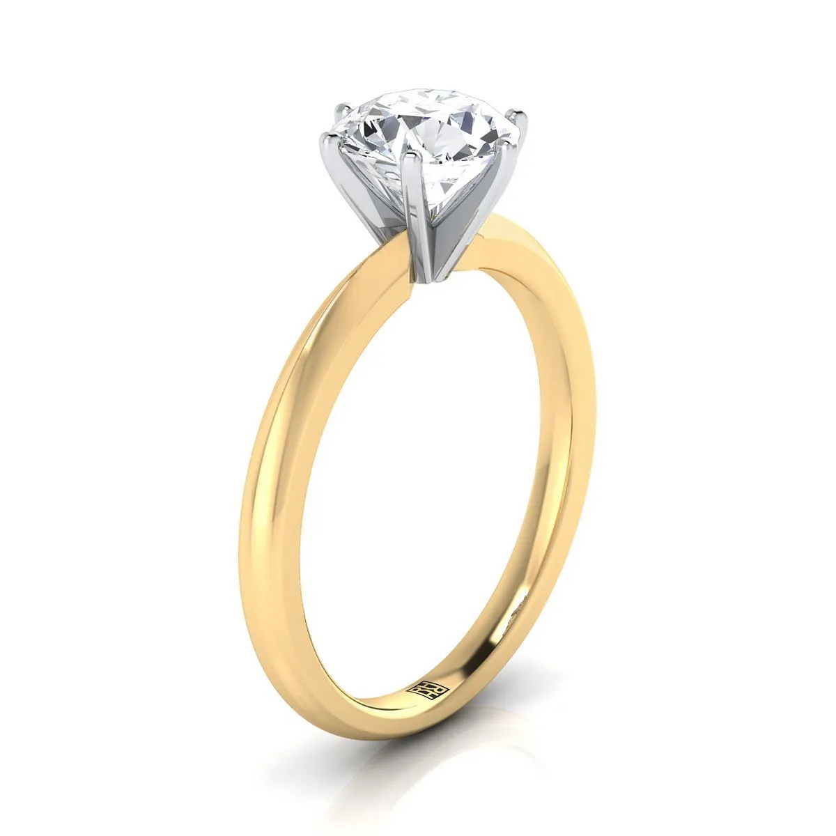 14K Yellow Gold Round Brilliant Garnet Pinched Comfort Fit Claw Prong Solitaire Engagement Ring