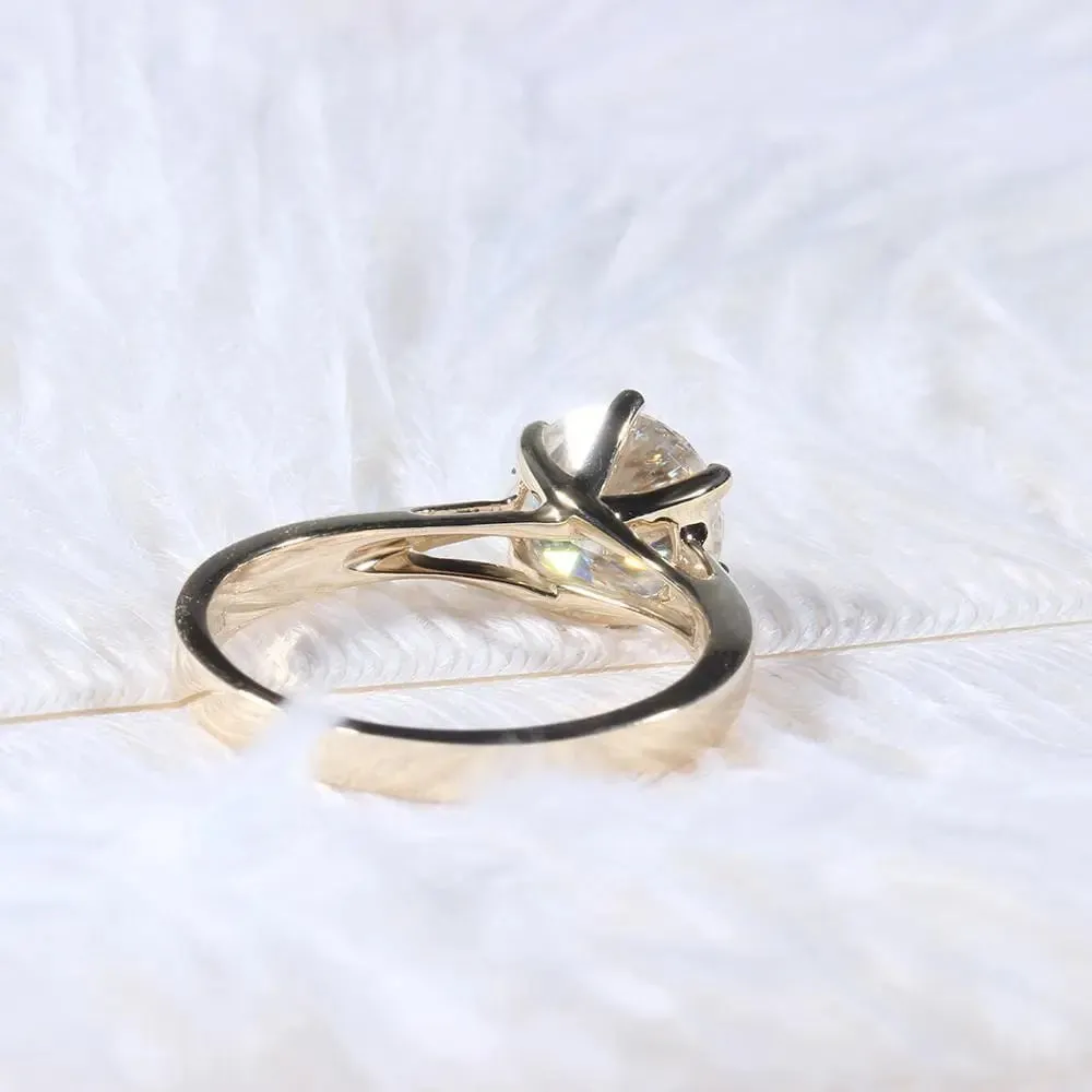 14k Yellow Gold Solitaire Moissanite Ring 2ct