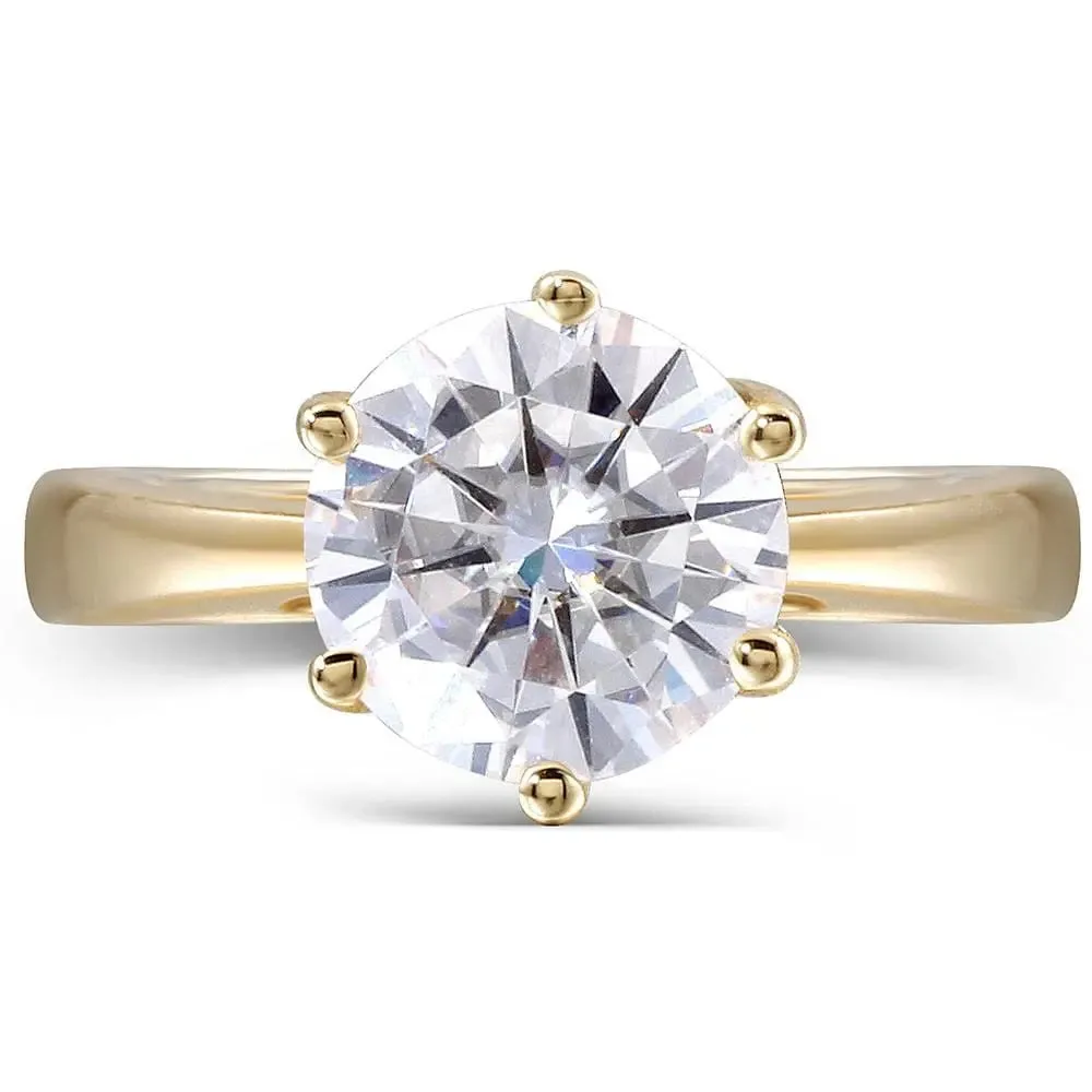 14k Yellow Gold Solitaire Moissanite Ring 2ct