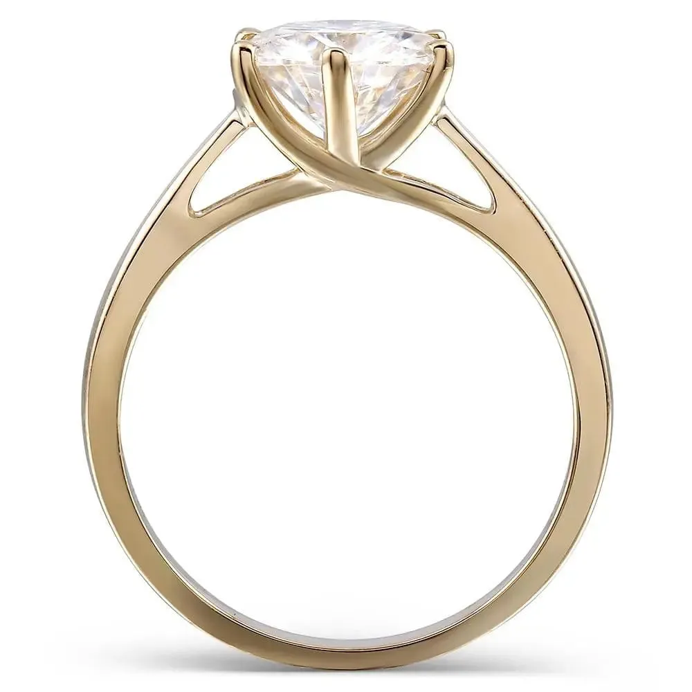 14k Yellow Gold Solitaire Moissanite Ring 2ct