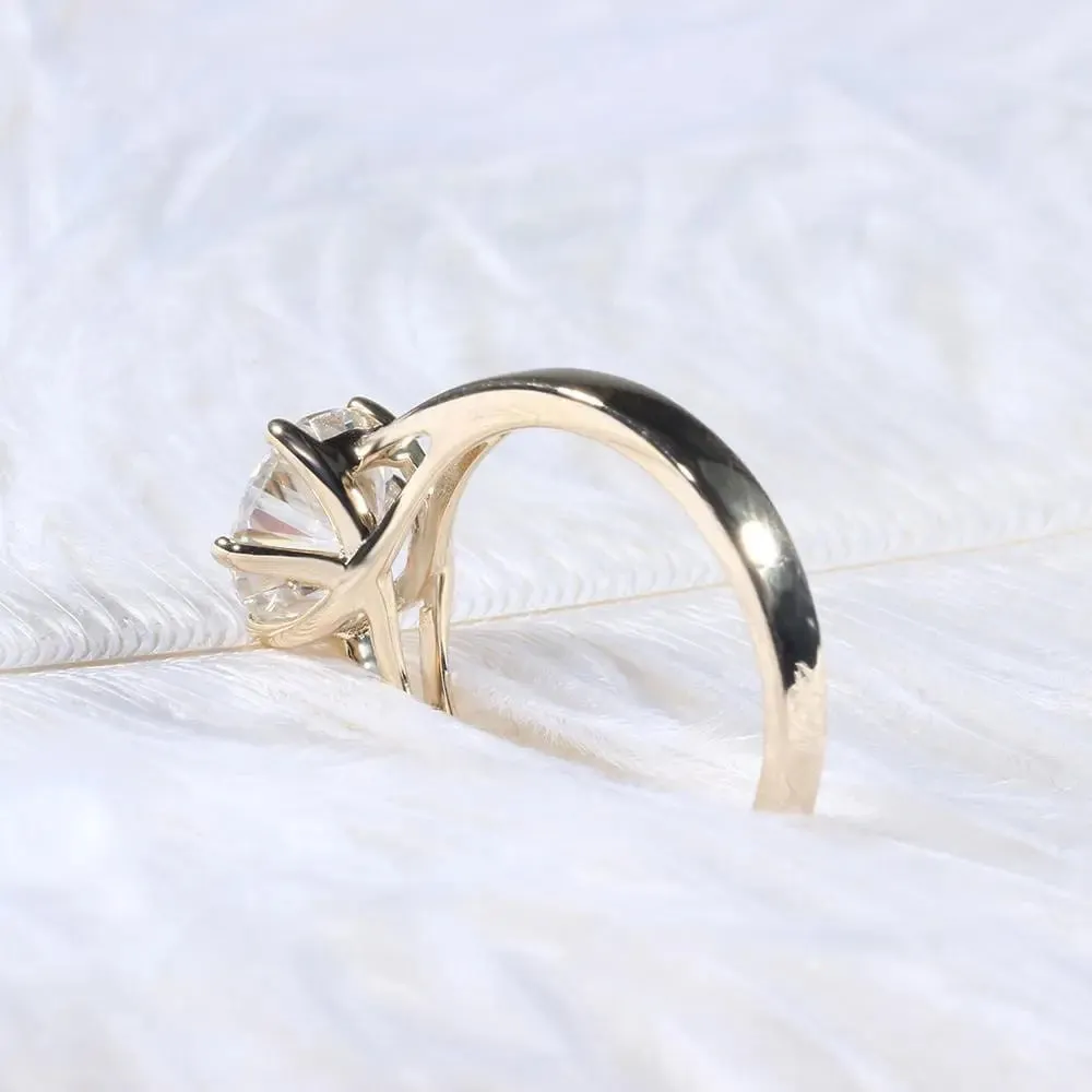 14k Yellow Gold Solitaire Moissanite Ring 2ct