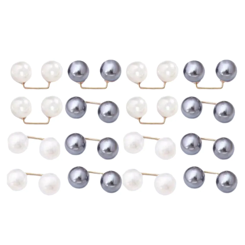 16Pcs Brooch Pins Anti-Exposure Neckline Safety Pins Artificial Pearl Clips for Women Girls Style 4