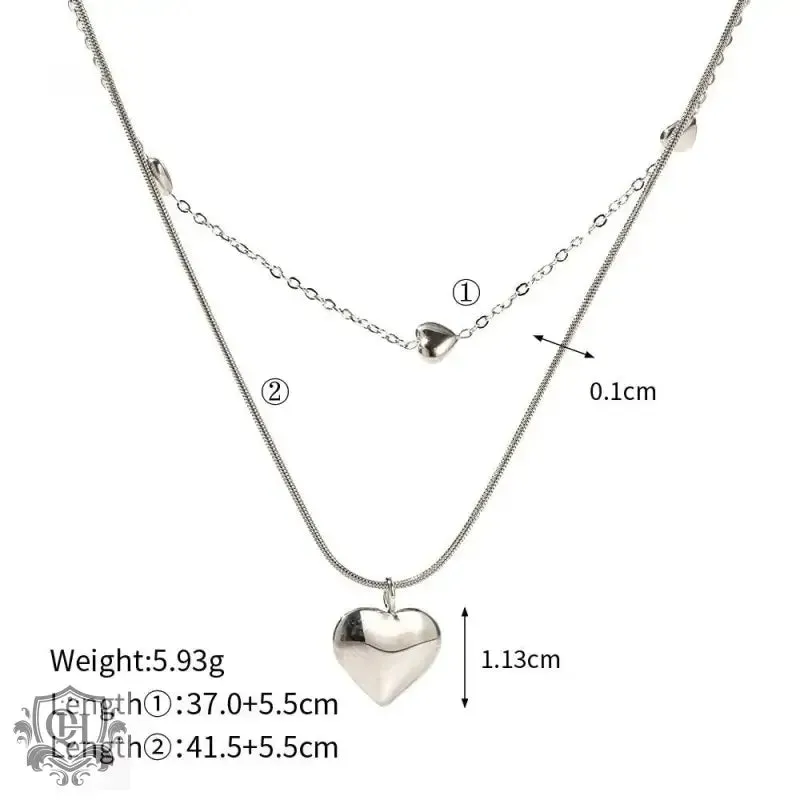 18K Gold Heart Double Layer Necklace