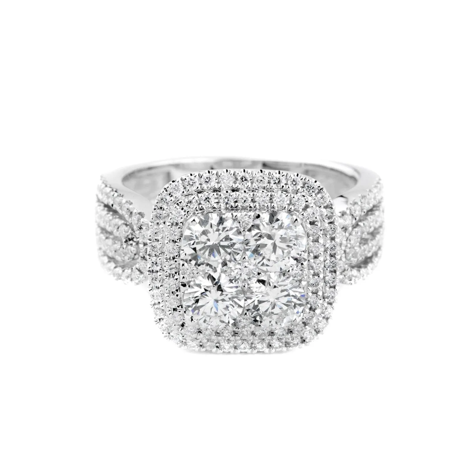 18K White Gold Tdw. 1.82ct Diamond Cluster Ring -20521578