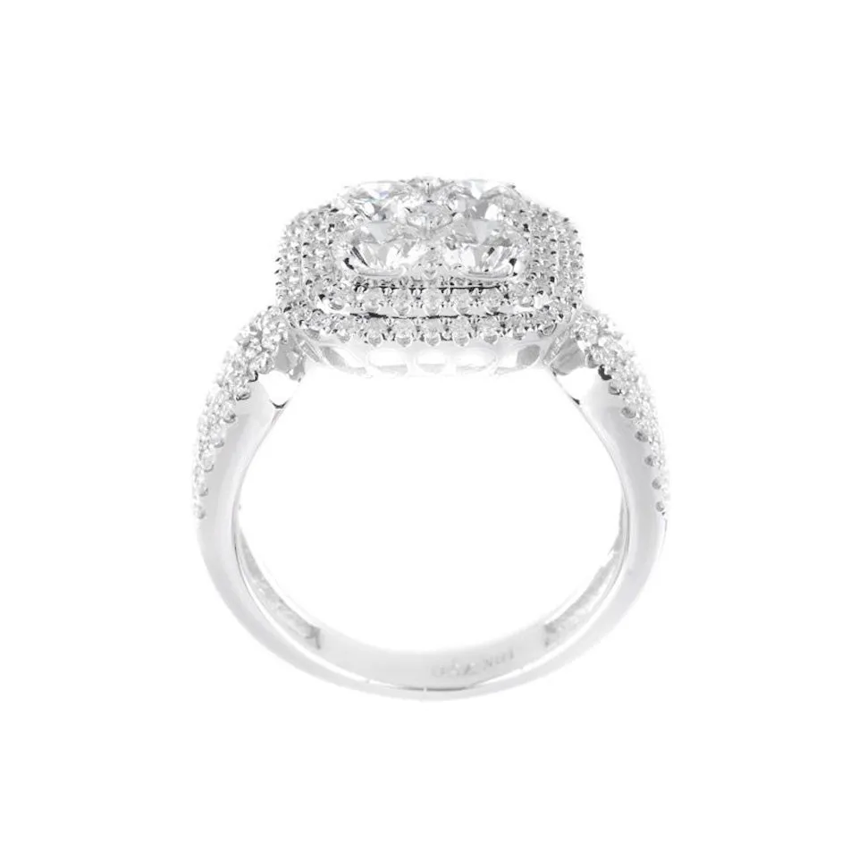 18K White Gold Tdw. 1.82ct Diamond Cluster Ring -20521578