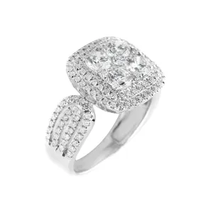 18K White Gold Tdw. 1.82ct Diamond Cluster Ring -20521578