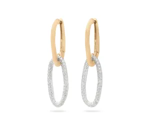 18K Yellow Gold Link Drop Earrings With Diamonds