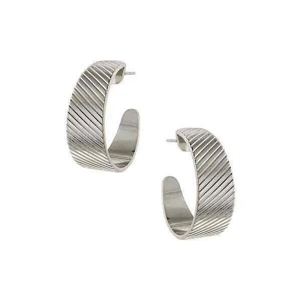 1928 Jewelry Diagonal Patterned Hoop Earrings