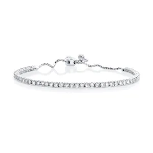 1.97 Cttw Round Diamond 14K White Gold Bolo Bracelet