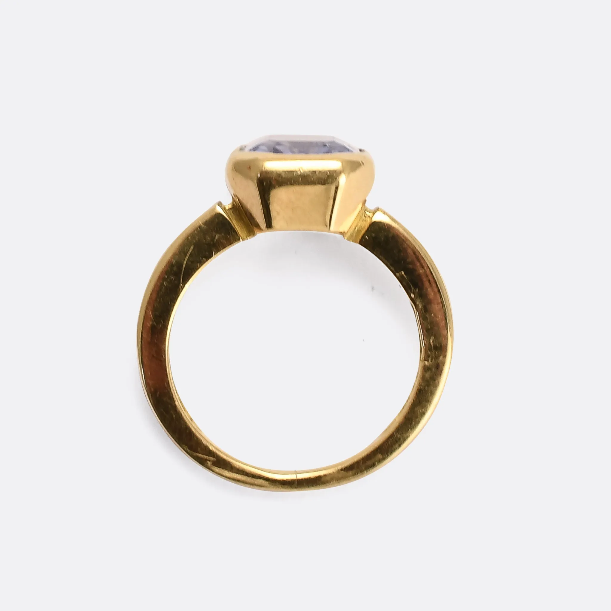 1980s 3.80ct Step Cut Ceylon Sapphire Solitaire Ring