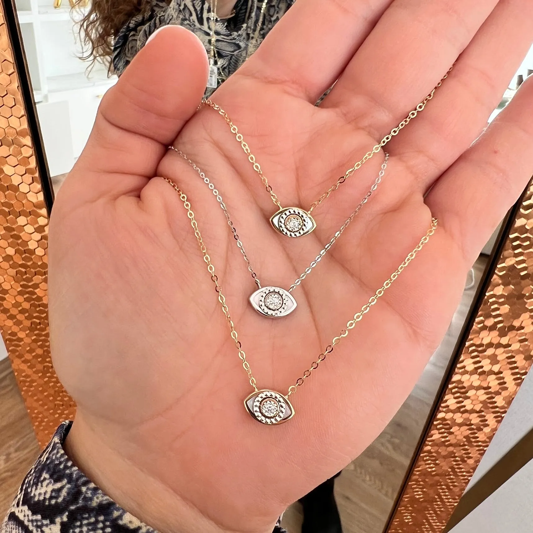 2 in 1 Oval Eye Gemstone Diamond Necklace