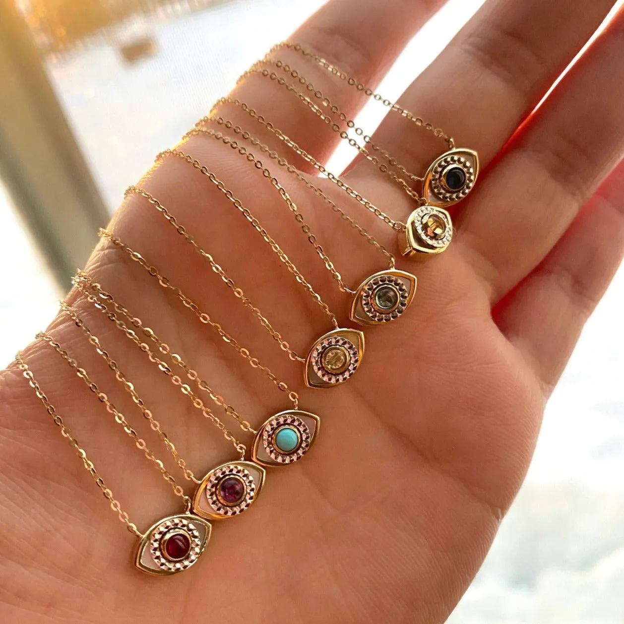 2 in 1 Oval Eye Gemstone Diamond Necklace