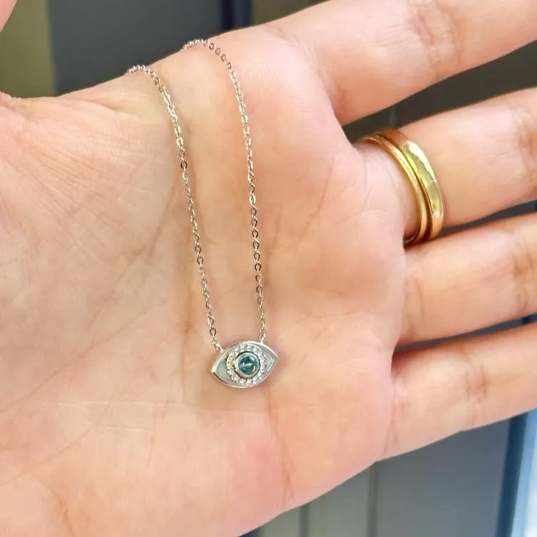 2 in 1 Oval Eye Gemstone Diamond Necklace