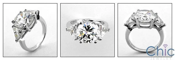 3 Stone 5 Ct Round Trillion Cubic Zirconia Cz Ring