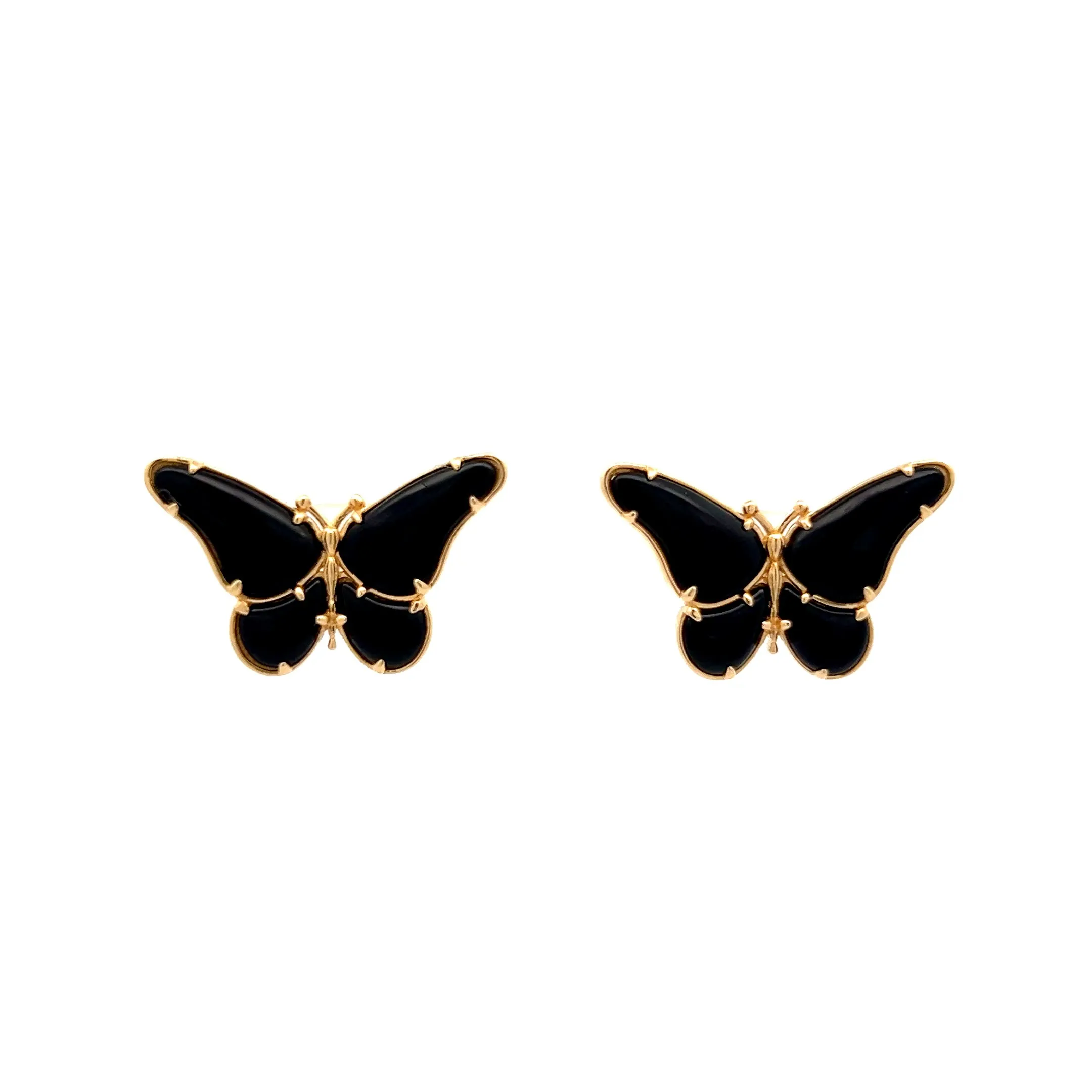 4.25 Onyx Butterfly Earrings in 18k Yellow Gold