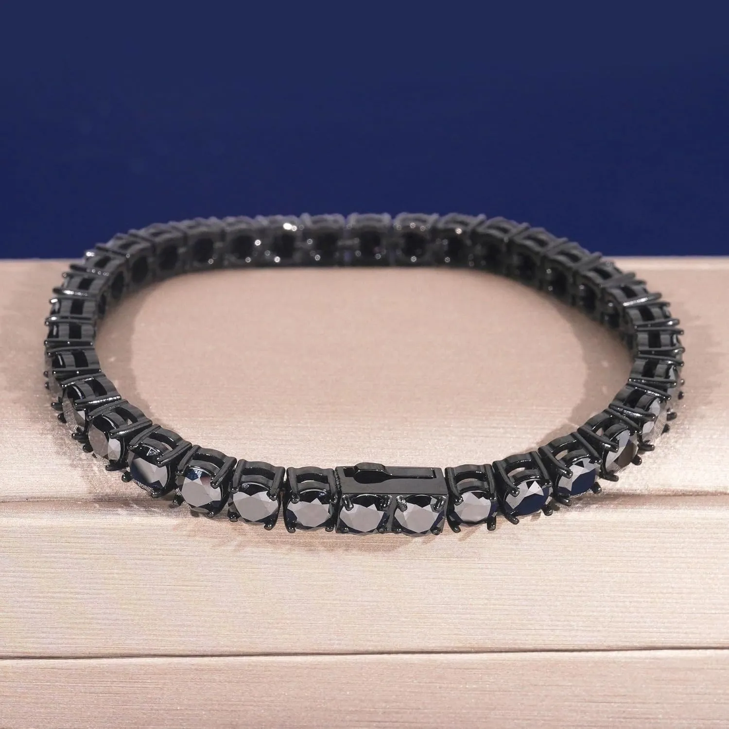 4/5mm Black Moissanite Tennis Bracelets for Women Men, 316 Stainless Steel Cuban Chain Lab Grown Simulated Diamond Bracelets Wedding Jewelry Fathers day Gift