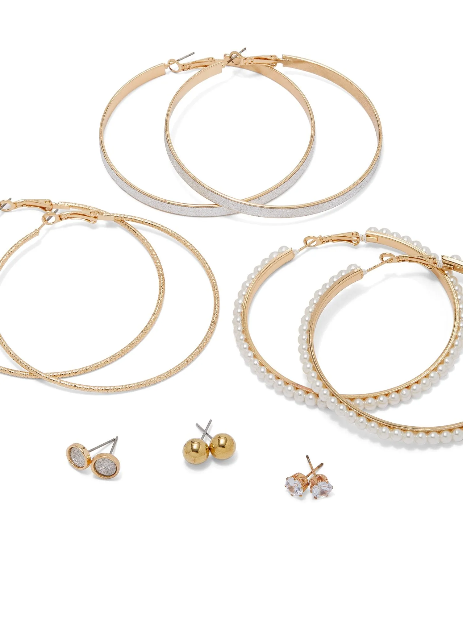 6-Piece Gold-Tone Hoop & Stud Earrings Set