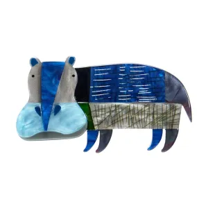 A Hippo Named Grunt Brooch
