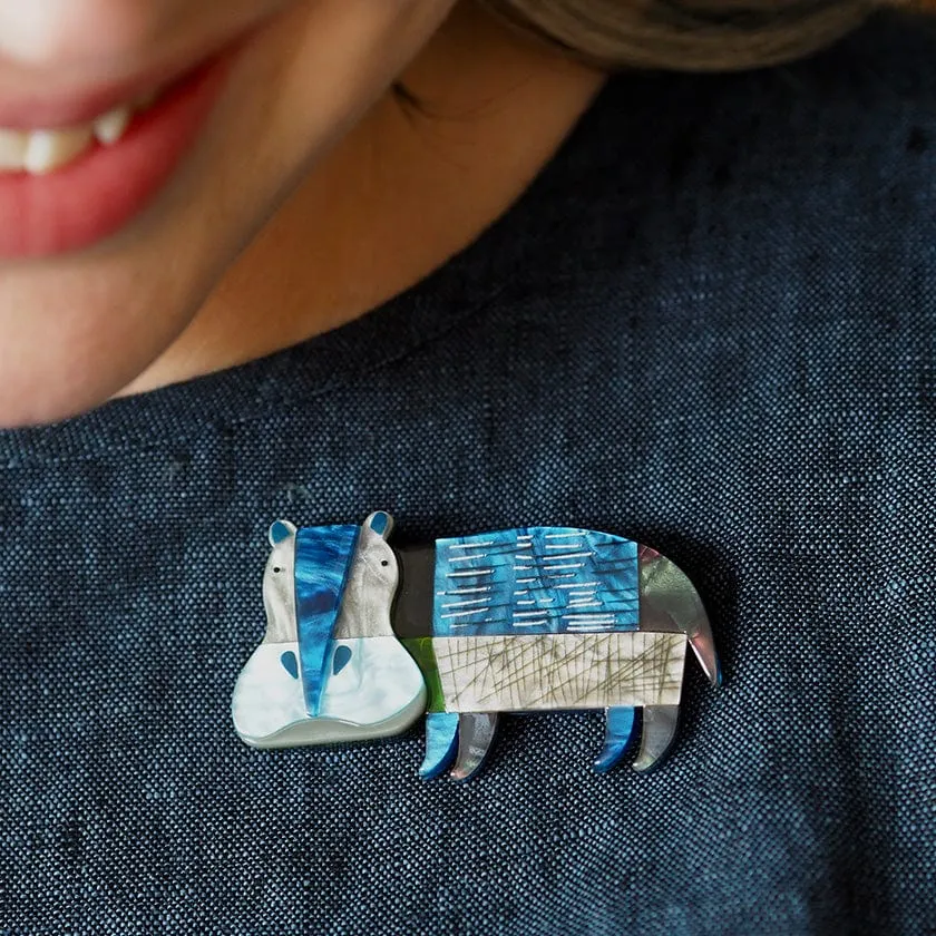 A Hippo Named Grunt Brooch