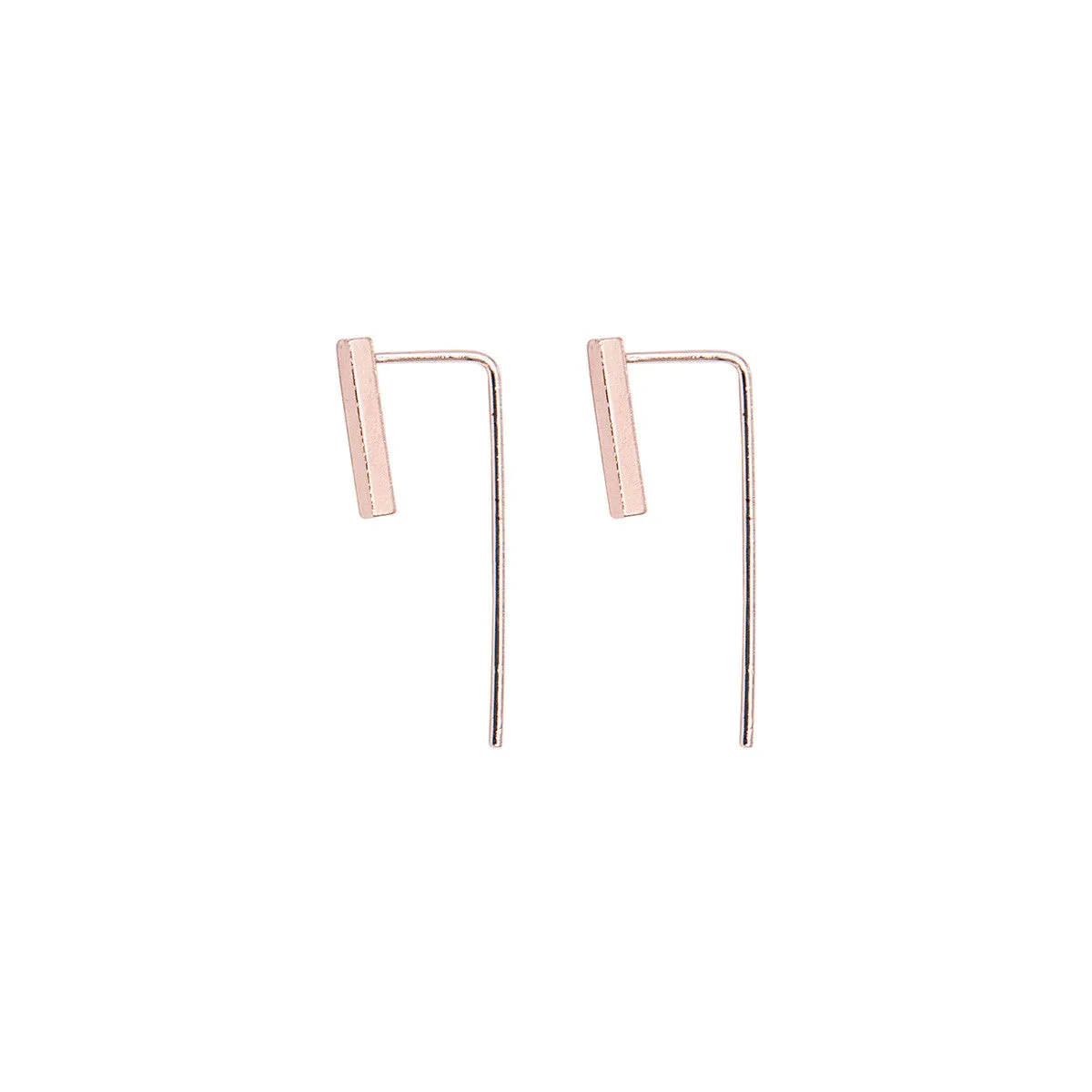 A Mini Penny Rose Gold Bar Drop Back Earring