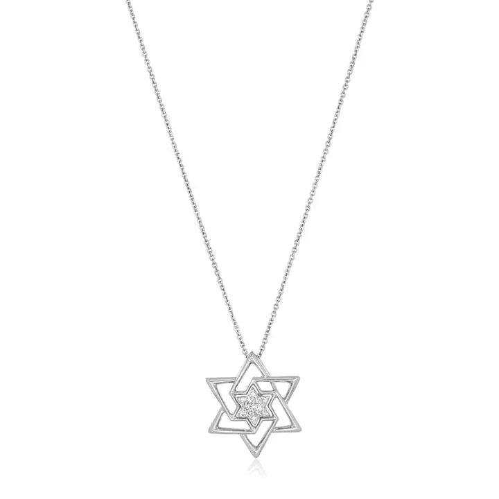 Abstract Star of David with Diamonds - 14k Yellow or White Gold