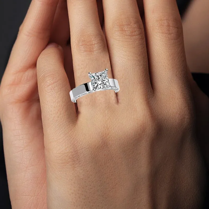 Acacia - Princess Moissanite Engagement Ring