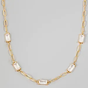 ADAN BAGUETTE RHINESTONE NECKLACE