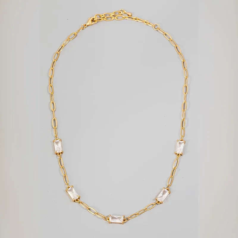 ADAN BAGUETTE RHINESTONE NECKLACE