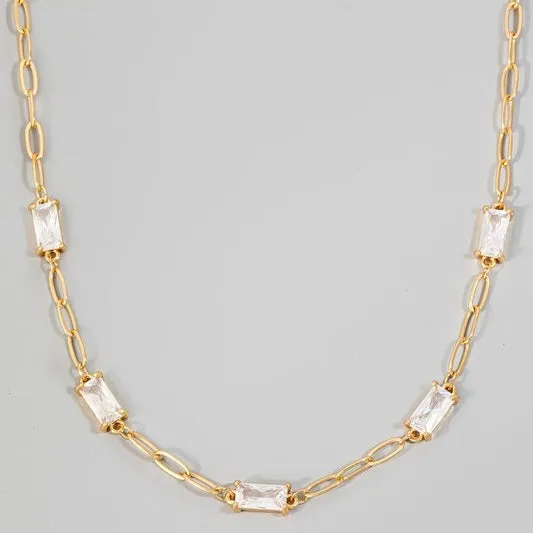 ADAN BAGUETTE RHINESTONE NECKLACE