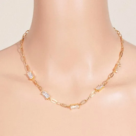 ADAN BAGUETTE RHINESTONE NECKLACE