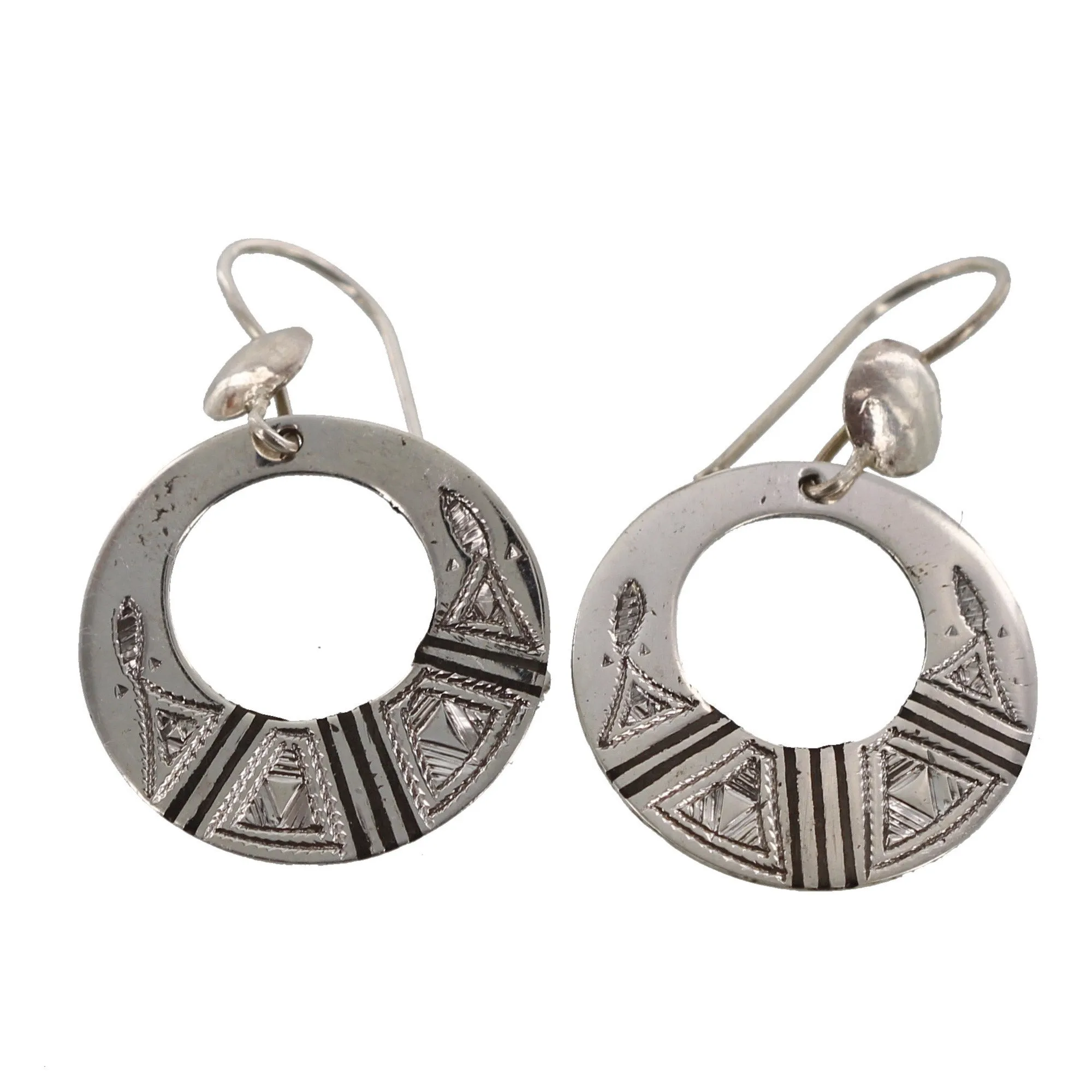 ADERFI||Circular Black & Silver Earrings