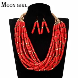 African choker Necklace/Earrings Set For women