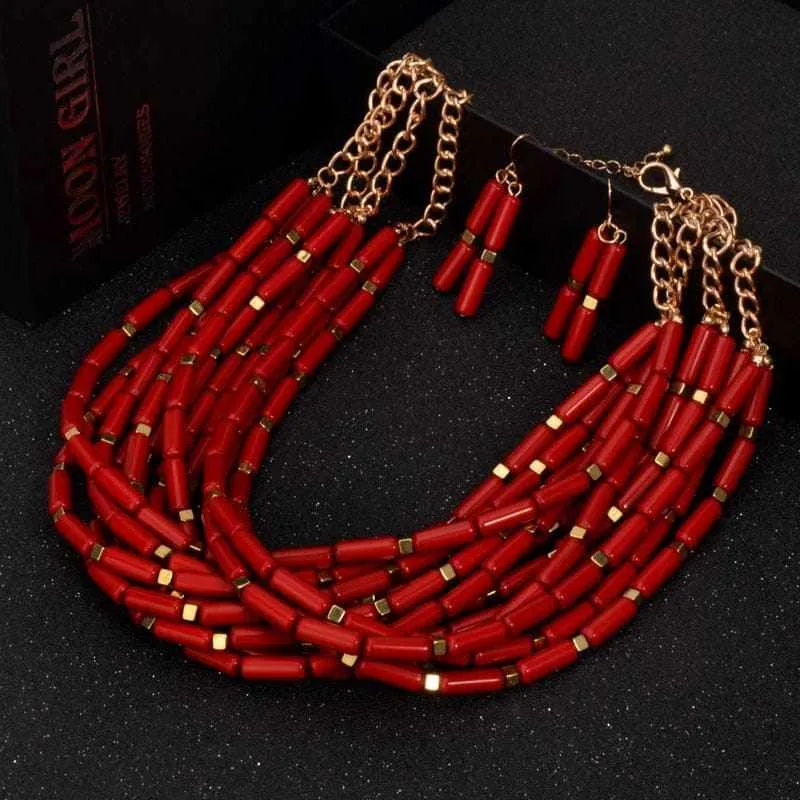 African choker Necklace/Earrings Set For women