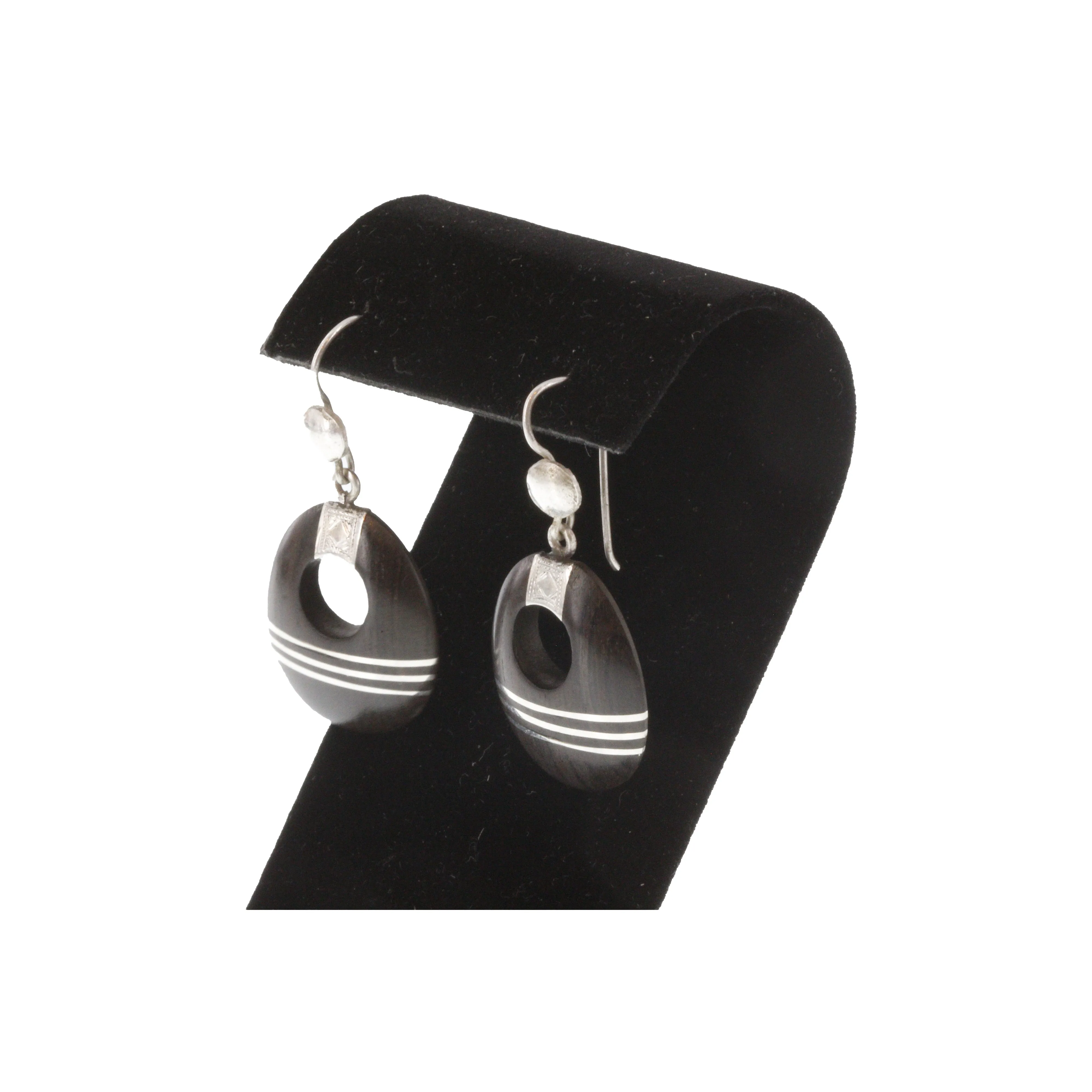 AGWILAL||Black Agate & Silver Earrings