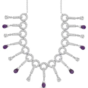 Amethyst Briolette Drop Pendant Necklace Sterling Silver 3.75 Carats