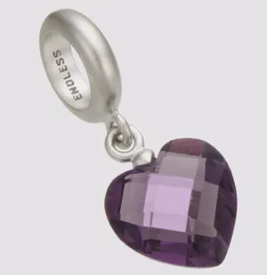 Amethyst Heart Cut Drop Silver