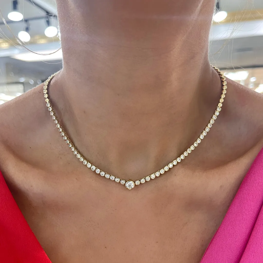 Amira Diamond Bezel Tennis Necklace with Removable Lariat 5.20 ctw